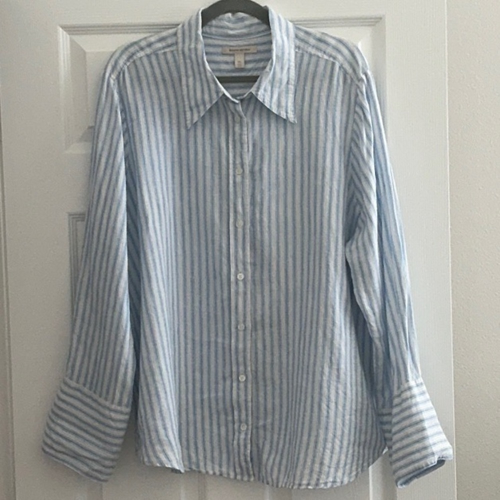 Oversized linen stripe shirt